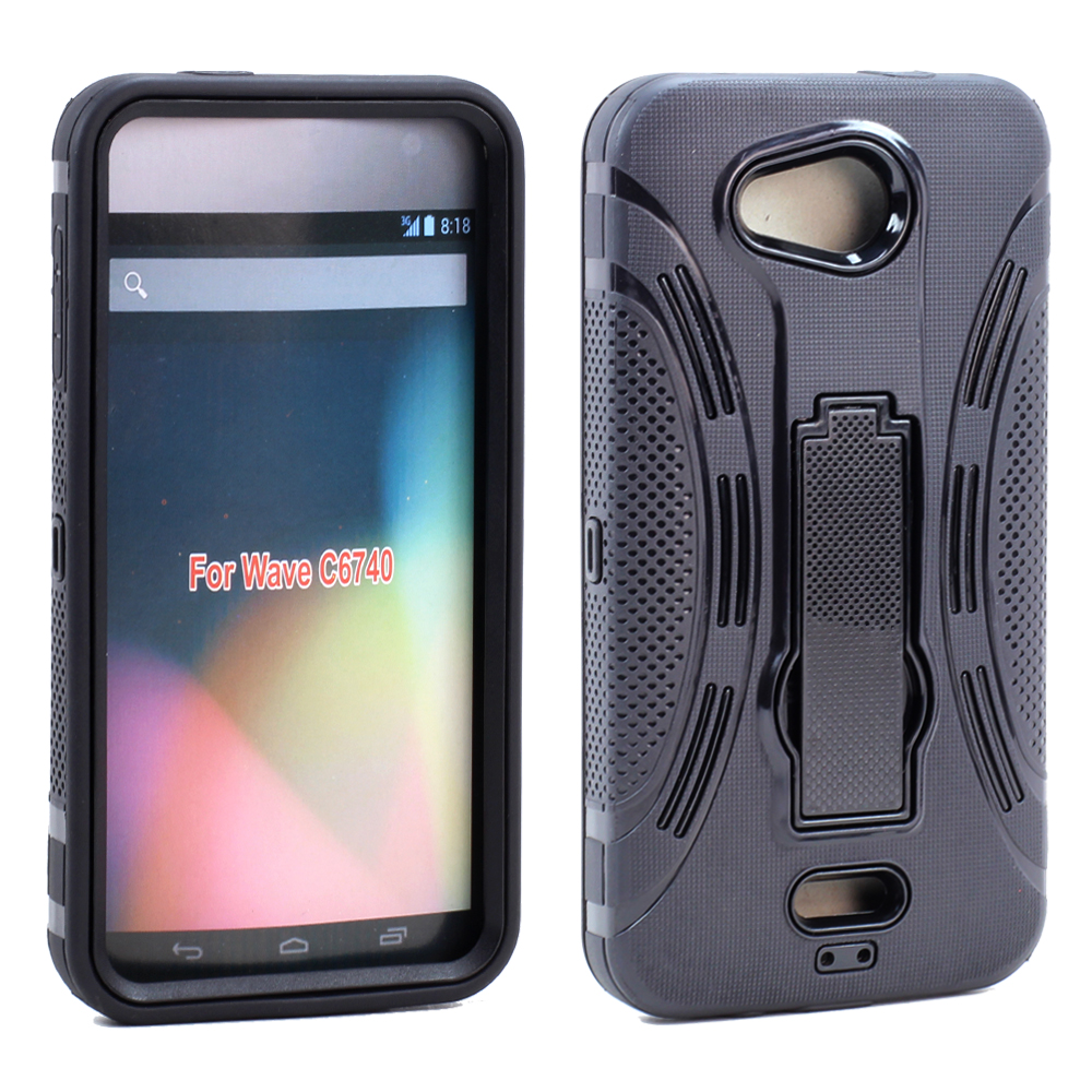 Kyocera Hydro Wave C6740 Armor Hybrid Stand Case (Black)